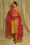 Buy_Studio Malang_Magenta Organza Embroidery Gota Jaal Dupatta_at_Aza_Fashions
