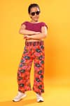 Buy_Littlecheer_Multi Color Cotton, Modal Crop Top And Floral Print Pant Set _at_Aza_Fashions