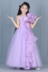 Buy_The Little Celebs_Purple Net, Satin Ruffles One Shoulder Detail Gown _at_Aza_Fashions