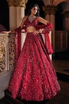 Buy_Seema Gujral_Maroon Net Sequin Embroidered Lehenga Set_at_Aza_Fashions