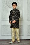 Buy_Arihant Rai Sinha_Black Silk Embroidery Bloom Kurta And Churidar Set _at_Aza_Fashions