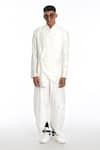 Buy_Antar Agni_Ivory Cotton Silk Embroidery Thread Cluster Eyes Wing Trouser  _at_Aza_Fashions