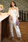 Buy_Garima Bindal_White Pure Modal Satin Embroidered Floral Collared Neck Yoke Shirt And Pant Set _at_Aza_Fashions