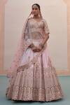 Buy_Angad Singh_Pink Silk, Net Zari, Sequins, Cut Work, Thread Embroidered Bridal Lehenga Set _at_Aza_Fashions