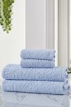 Buy_Houmn_Blue 100% Cotton Weaves Daydream Towel Set _at_Aza_Fashions