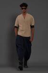 Buy_MATI_Blue 100% Cotton Plain Baggy Pant _at_Aza_Fashions