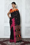 Buy_Samyukta Singhania_Black Pure Cotton Woven Geometric Pattern Saree _at_Aza_Fashions