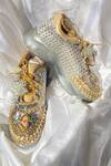 Buy_Chal Jooti_Gold Embroidered The Lotus Warrior Queen Wedding Sneakers_at_Aza_Fashions