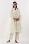 Buy_Amisha Kothari_Ivory Chanderi , Organza Lace, Cut Work, Gunjan Solid Kurta Set _at_Aza_Fashions