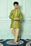 Buy_Arihant Rai Sinha_Green Dupion Art Silk Embroidered Kurta And Churidar Set _at_Aza_Fashions