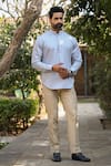 Buy_Raw & Rustic by Niti Bothra_Blue Cotton Embroidery Full Sleeve Kurta Shirt _at_Aza_Fashions