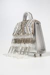 Buy_Born Flash_Silver Beads, Tassels Seraphim Embellished Leather Bag _at_Aza_Fashions