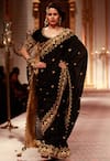 Buy_Preeti S Kapoor_Black Silk Embroidered Zardozi Scoop Neck Saree With Blouse For Women_at_Aza_Fashions