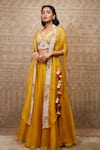 Buy_Prisho_Yellow Cape And Skirt Organza Chaniwa Placket & Lehenga Set  _at_Aza_Fashions