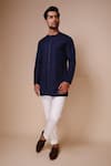 Buy_Tisa - Men_Blue Terry Rayon Embroidered Resham Thread Short Closed Neck Kurta Set  _at_Aza_Fashions