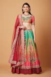 Buy_Siddhartha Bansal_Green Dupion Embroidered Ombre Effect Paisley Bridal Lehenga Set  _at_Aza_Fashions