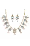 Buy_Ajooni Jewels_Gold Plated Kundan Devi Enamelled Embellished Necklace Set _at_Aza_Fashions