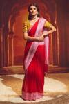 Buy_Paaprika_Red Banarasi Georgette Handwoven Zari Floral Pattern Kadhua Saree For Women_at_Aza_Fashions
