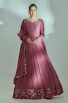 Buy_Suruchi Parakh_Pink Georgette, Lining Shantoon Sequin Work Leaf Pleated Anarkali With Dupatta _at_Aza_Fashions