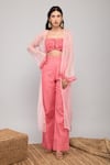Buy_Kalakaari By Sagarika_Pink Cotton, Chiffon Embroidery, Lace Hand Crochet Top Pant Set_at_Aza_Fashions