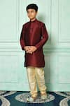Buy_Arihant Rai Sinha_Maroon Silk Patterned Kurta _at_Aza_Fashions