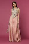 Buy_Payal Singhal_Pink Silk Embroidery Geometric Boat Neck Flower Choli And Sharara Set _at_Aza_Fashions