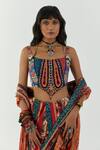 Buy_Aseem Kapoor_Multi Color Cotton Silk Printed Bead Adah Embroidered Corset Blouse  _at_Aza_Fashions