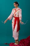 Buy_Latha Puttanna_Pink Soft Silk Batik Embroidered Rose Mandarin Collar Jumpsuit _at_Aza_Fashions