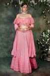 Buy Archana Kochhar Pink Georgette Mirrors, Embroidery One Shoulder Waistband Lucknowi Lehenga Set at Aza Fashions Buy_Archana Kochhar_Pink Georgette Mirrors, Embroidery One Shoulder Waistband Lucknowi Lehenga Set _at_Aza_Fashions
