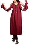 Anju Modi_Maroon Cotton Kurta Set_Online_at_Aza_Fashions