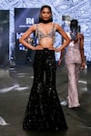 Buy_Ritika Mirchandani_Black Net Embroidery Mari Metallic Disco Floral Bustier And Sharara Set  _at_Aza_Fashions