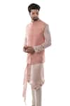 Buy_Smriti By Anju Agarwal_Pink Raw Silk Embroidered Bundi And Kurta Set _at_Aza_Fashions