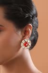 Buy_Tizora_White Kundan Stone Embellished Stud Earrings _at_Aza_Fashions