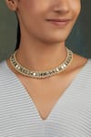 Buy_House Of Tuhina_Gold Plated Mirror Studded Falak Necklace _at_Aza_Fashions