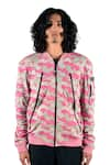 Buy_Theorem_Pink Cotton Knits Camouflaged Bomber Jacket  _at_Aza_Fashions