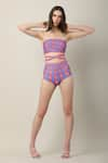 Buy_Limerick by Abirr N' Nanki_Multi Color 82% Polyester Printed Paisley Straight Lyle Bikini Set  _at_Aza_Fashions