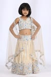 Buy_Neha Gursahani_Beige Tulle Embroidery Thread Work Floral Lehenga Set _at_Aza_Fashions