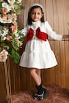 Buy Hoity Moppet White Velvet, Crepe, Satin Bows, Embroidery Tiered Dress at Aza Fashions Buy_Hoity Moppet_White Velvet, Crepe, Satin Bows, Embroidery Tiered Dress _at_Aza_Fashions