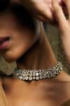 Buy_Tarun Tahiliani_Ivory Fresh Water Pearls And Crystal Studded Choker _at_Aza_Fashions