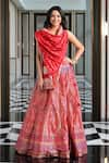 Buy_Pinki Sinha_Peach Pure Silk Handwoven Banarasi Lehenga Set With Unstitched Blouse Fabric_at_Aza_Fashions