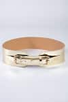 Buy_TROV_Gold Metallic Leather Belt_at_Aza_Fashions