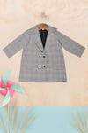 Buy_Pankhuri by Priyanka_Grey Warm Flannel Checkered Pattern Blazer _at_Aza_Fashions