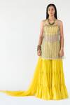 Buy Nikita Vishakha Yellow Organza, Gazi Silk Beads Scoop Neck Embroidered Kurta Sharara Set at Aza Fashions Buy_Nikita Vishakha_Yellow Organza, Gazi Silk Beads Scoop Neck Embroidered Kurta Sharara Set_at_Aza_Fashions