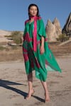 Buy_Twinkle Hanspal_Green Handloom Chanderi Jade Bonsai Print Kaftan_at_Aza_Fashions