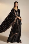 Buy_Shorshe Clothing_Black Silk Velvet Hand Embroidery Stripe Sequin Embellished Dupatta _at_Aza_Fashions