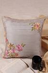 Buy Khaabka Grey Jacquard Silk Embroidery Border Cushion Cover - Set Of 2 at Aza Fashions Buy_Khaabka_Grey Jacquard Silk Embroidery Border Cushion Cover - Set Of 2_at_Aza_Fashions