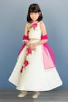 Buy_Pinkcow designs pvt ltd_Cream Taffeta, Cotton Applique, Lace Hand Embroidered Lehenga Set _at_Aza_Fashions
