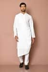 Buy_Samyukta Singhania_White Cotton Blend Draped Kurta Set _at_Aza_Fashions