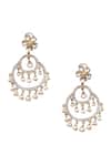 Buy_Vasundhara_Silver Plated Diamonds, Stones Floral Shaped Chandbalis _at_Aza_Fashions