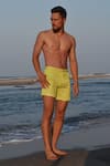 Buy_Goya Swim Co_Yellow Recycled Polyester Plain Neon Swim Shorts  _at_Aza_Fashions